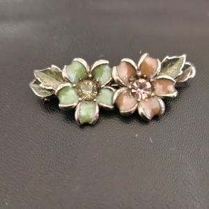 Sweet enamel and gem flower barrette